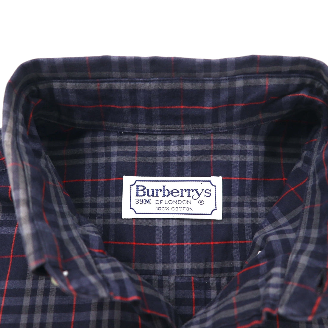 Burberry's Nova Check Short Sleeve Button-Down Shirt, Size M, Navy, with Chest Pocket and Embroidered Logo