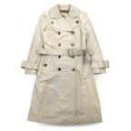 BURBERRY Lamb Leather Trench Coat, Medium, Ivory, Sheepskin, Belted