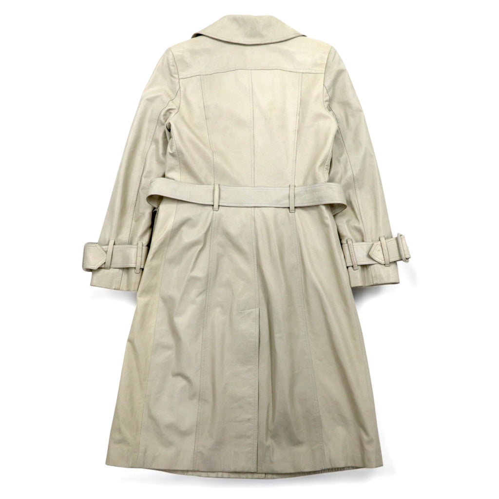 BURBERRY Lamb Leather Trench Coat, Medium, Ivory, Sheepskin, Belted