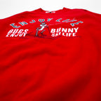 Warner Bros 80s BUGS BUNNY Character Print Sweatshirt S Red Cotton Bukky-Aki
