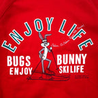 Warner Bros 80s BUGS BUNNY Character Print Sweatshirt S Red Cotton Bukky-Aki