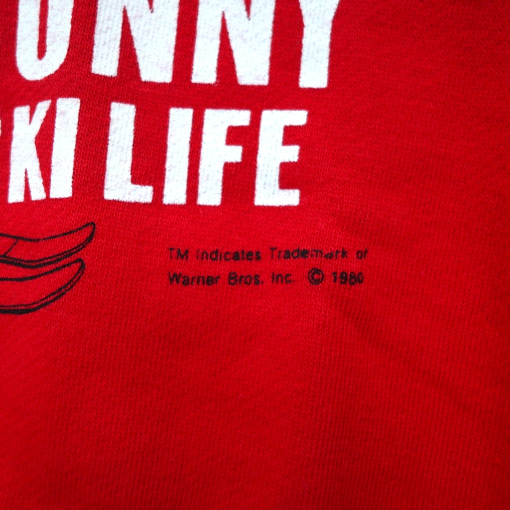 Warner Bros 80s BUGS BUNNY Character Print Sweatshirt S Red Cotton Bukky-Aki