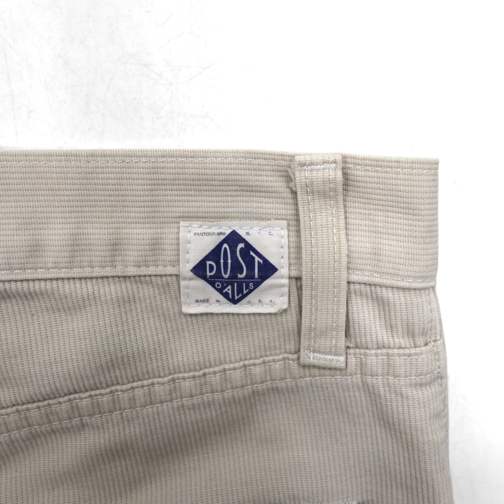 POST OVERALLS (POST O'ALLS) USA-Made Corduroy Chino Work Pants, Size M, Beige, TALON Zip, 5-Pocket