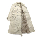 BURBERRY Lamb Leather Trench Coat, Medium, Ivory, Sheepskin, Belted