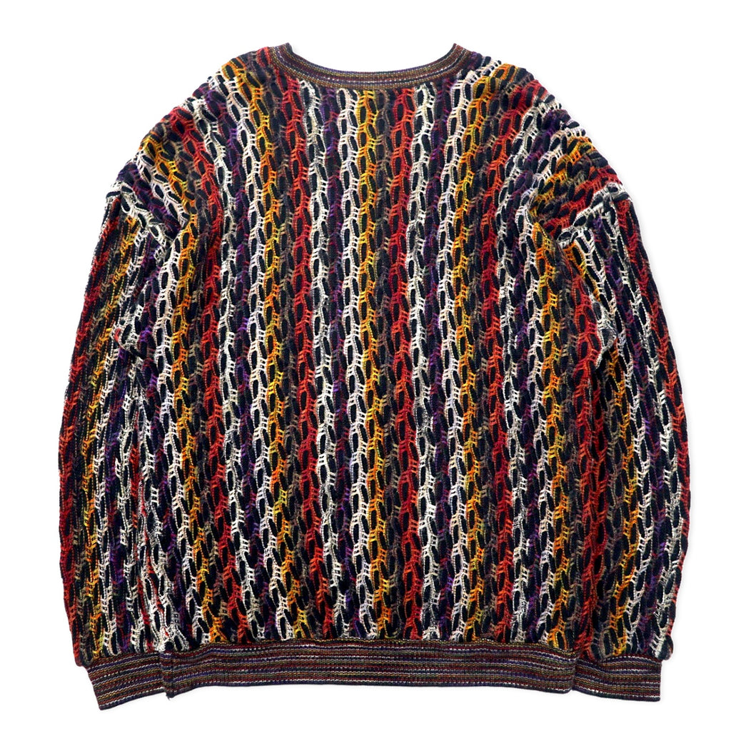Made in Canada 90s BACHRACH 3D 3D knit low gauge knit sweater L Multicolor Cotton All-over pattern