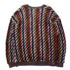 Made in Canada 90s BACHRACH 3D 3D knit low gauge knit sweater L Multicolor Cotton All-over pattern