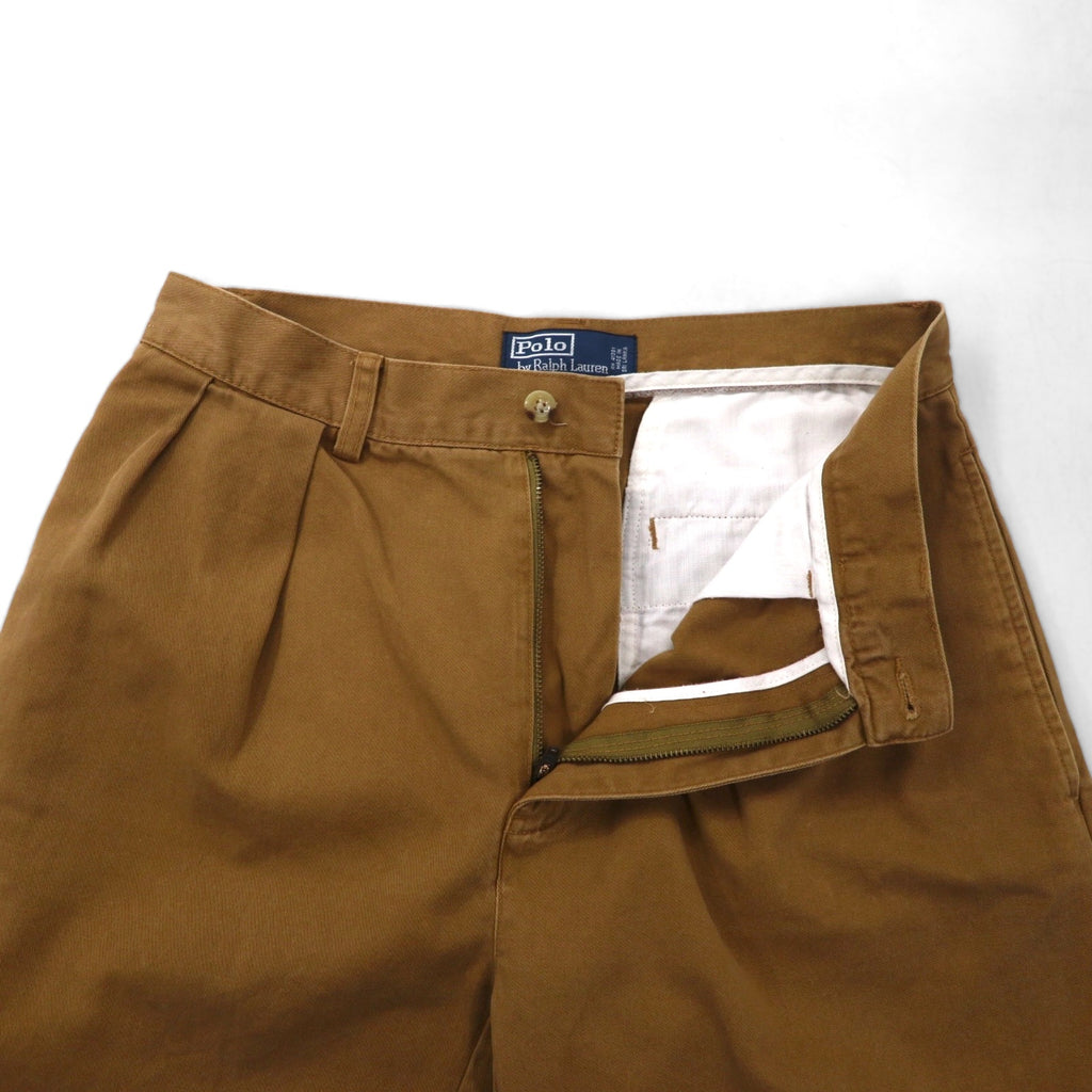 Polo by Ralph Lauren 90s Tyler Short Polo Chinos, 2-pleat Short Chino Pants, Size M, Beige, Cotton