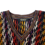 Made in Canada 90s BACHRACH 3D 3D knit low gauge knit sweater L Multicolor Cotton All-over pattern
