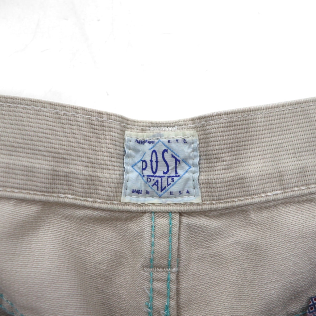 POST OVERALLS (POST O'ALLS) USA-Made Corduroy Chino Work Pants, Size M, Beige, TALON Zip, 5-Pocket