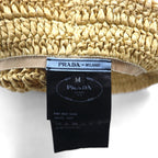 PRADA Natural Crochet Bucket Hat in Beige Raffia, 1HC137 2A2T, Made in Italy