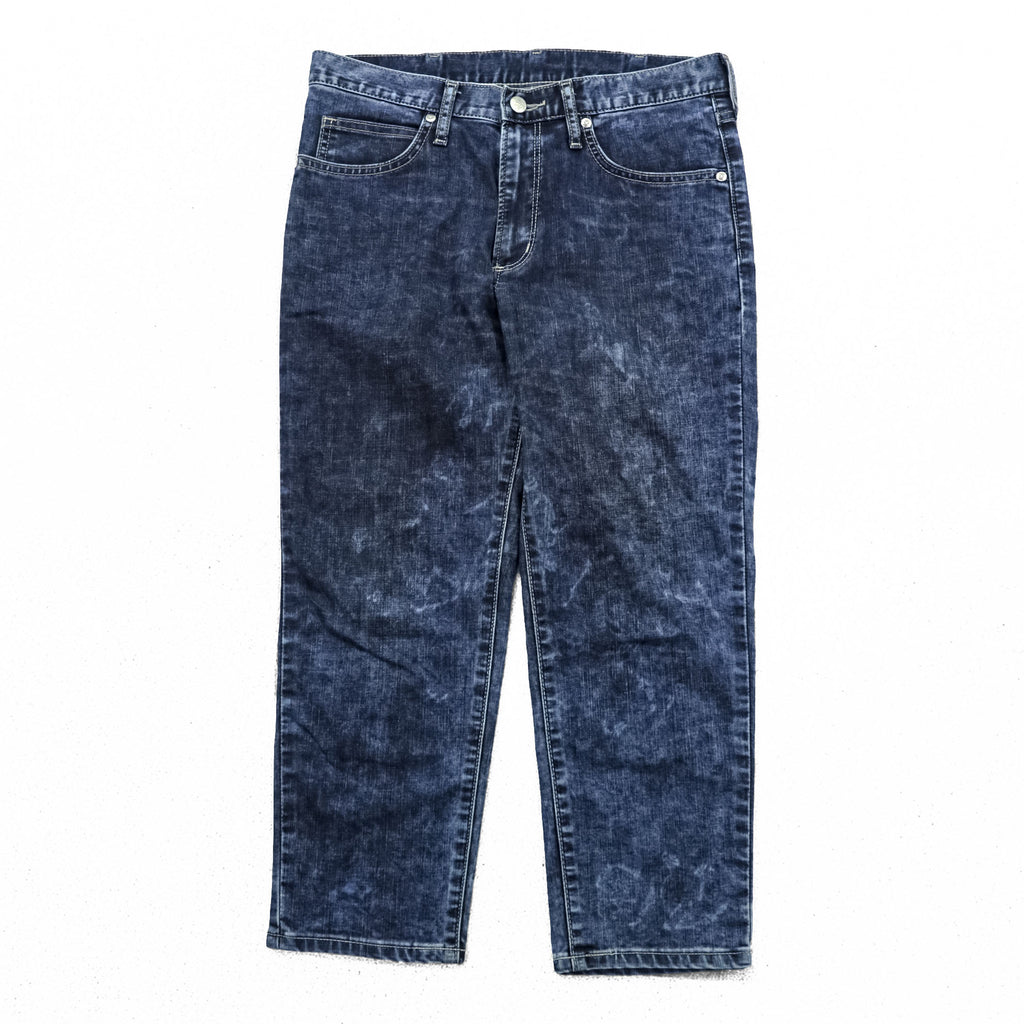 Wrangler Chemical Wash Tapered Denim Pants Jeans M Blue Stretch WM0167