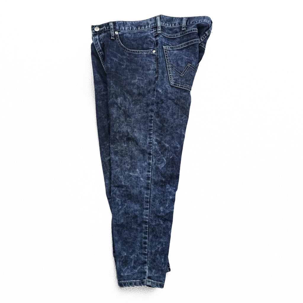 Wrangler Chemical Wash Tapered Denim Pants Jeans M Blue Stretch WM0167