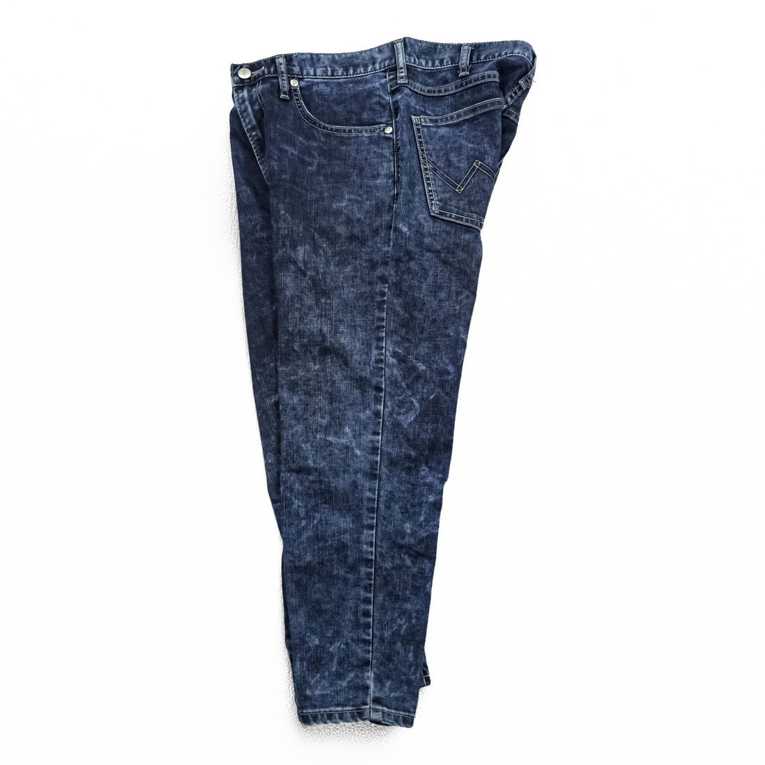 Wrangler Chemical Wash Tapered Denim Pants Jeans M Blue Stretch WM0167
