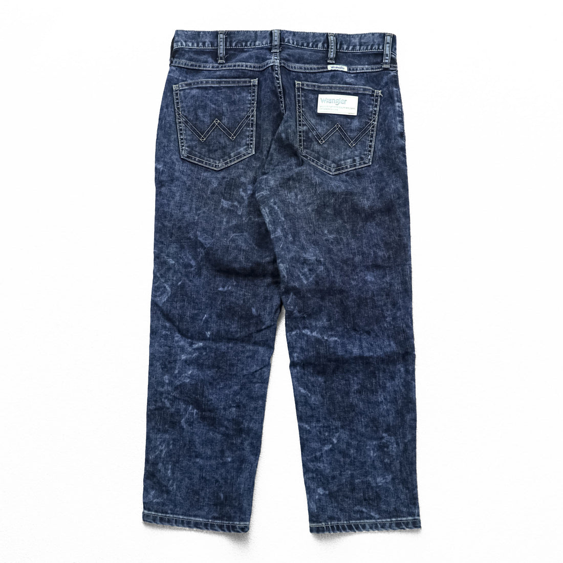 Wrangler Chemical Wash Tapered Denim Pants Jeans M Blue Stretch WM0167