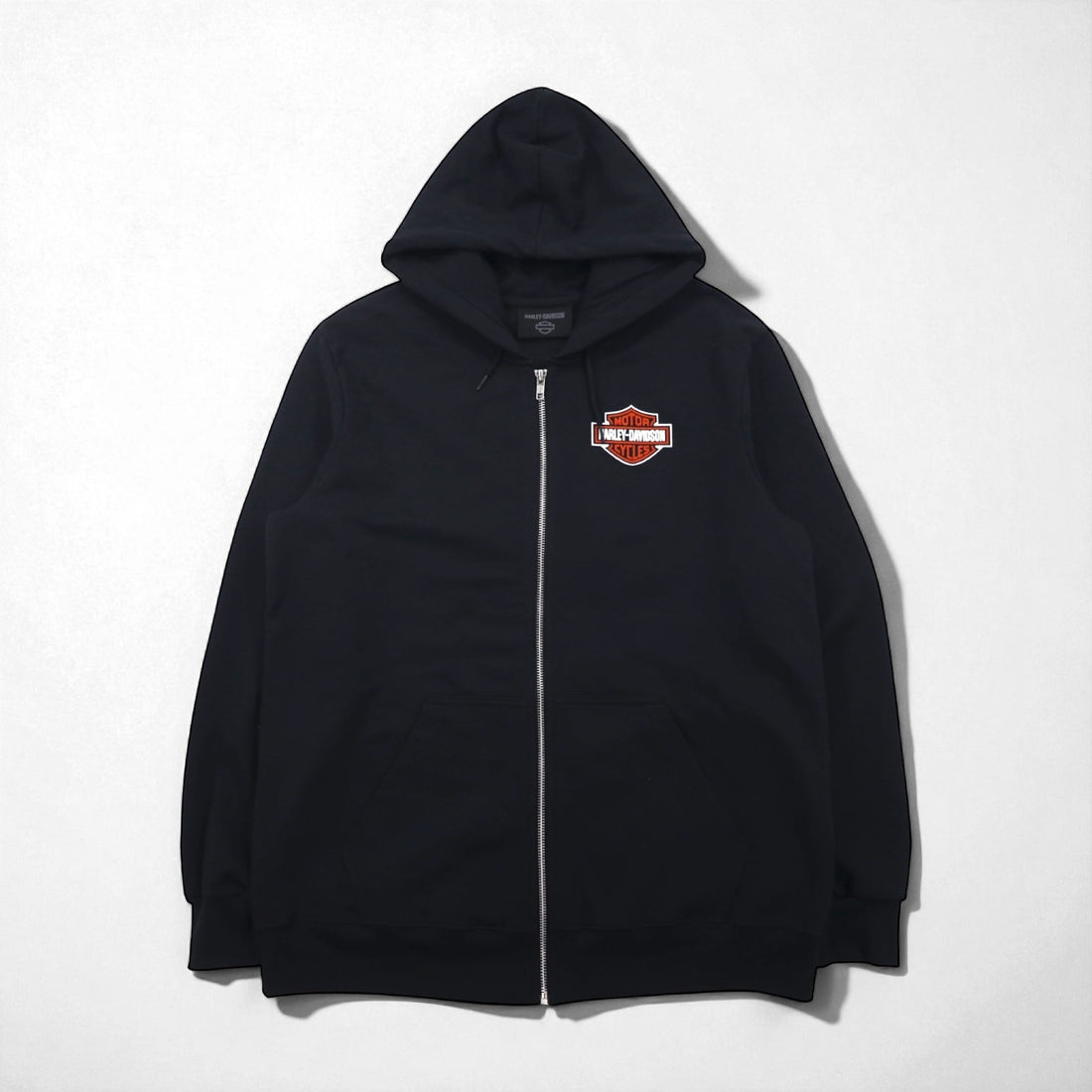 HARLEY DAVIDSON Zip Hoodie, XL, Black, Cotton, Double-Sided Print