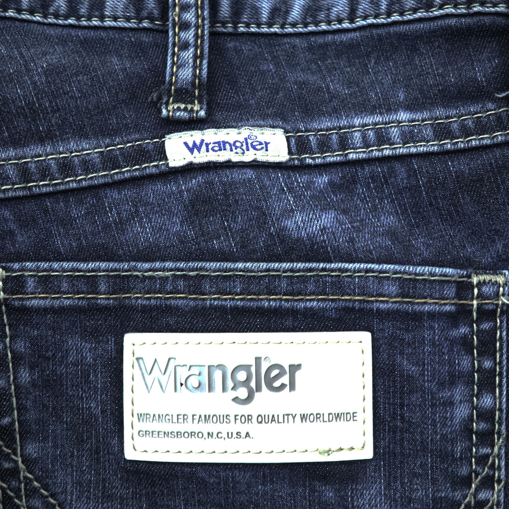 Wrangler Chemical Wash Tapered Denim Pants Jeans M Blue Stretch WM0167