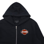 HARLEY DAVIDSON Zip Hoodie, XL, Black, Cotton, Double-Sided Print
