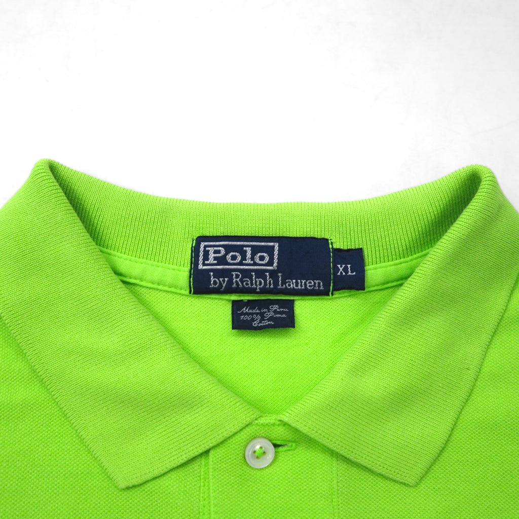 Polo by Ralph Lauren 90s Polo Shirt, Size XL, Green Cotton, Pique, Small Pony Embroidery, Made in Peru
