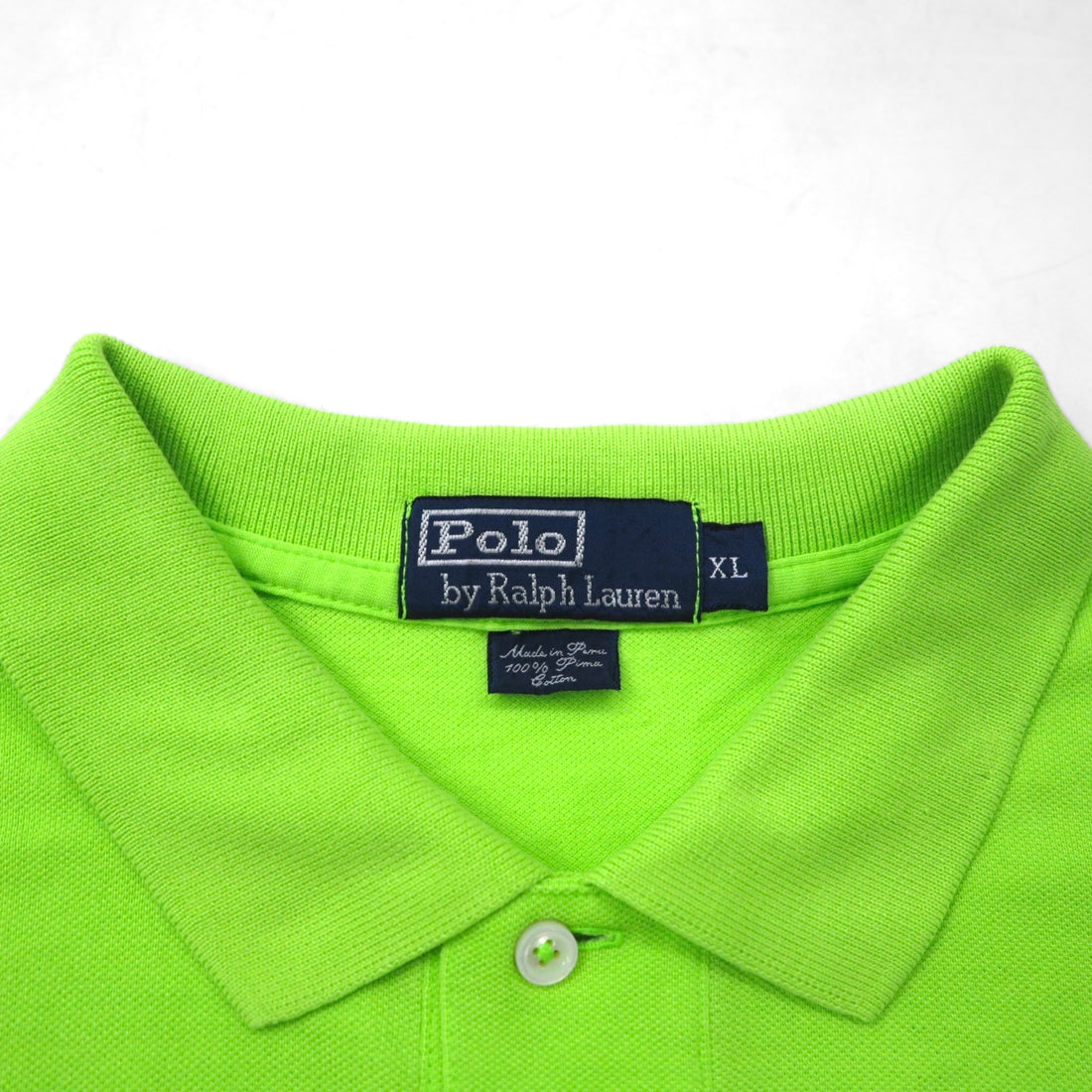 Polo by Ralph Lauren 90s Polo Shirt, Size XL, Green Cotton, Pique, Small Pony Embroidery, Made in Peru