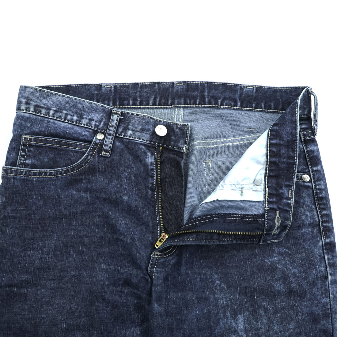 Wrangler Chemical Wash Tapered Denim Pants Jeans M Blue Stretch WM0167