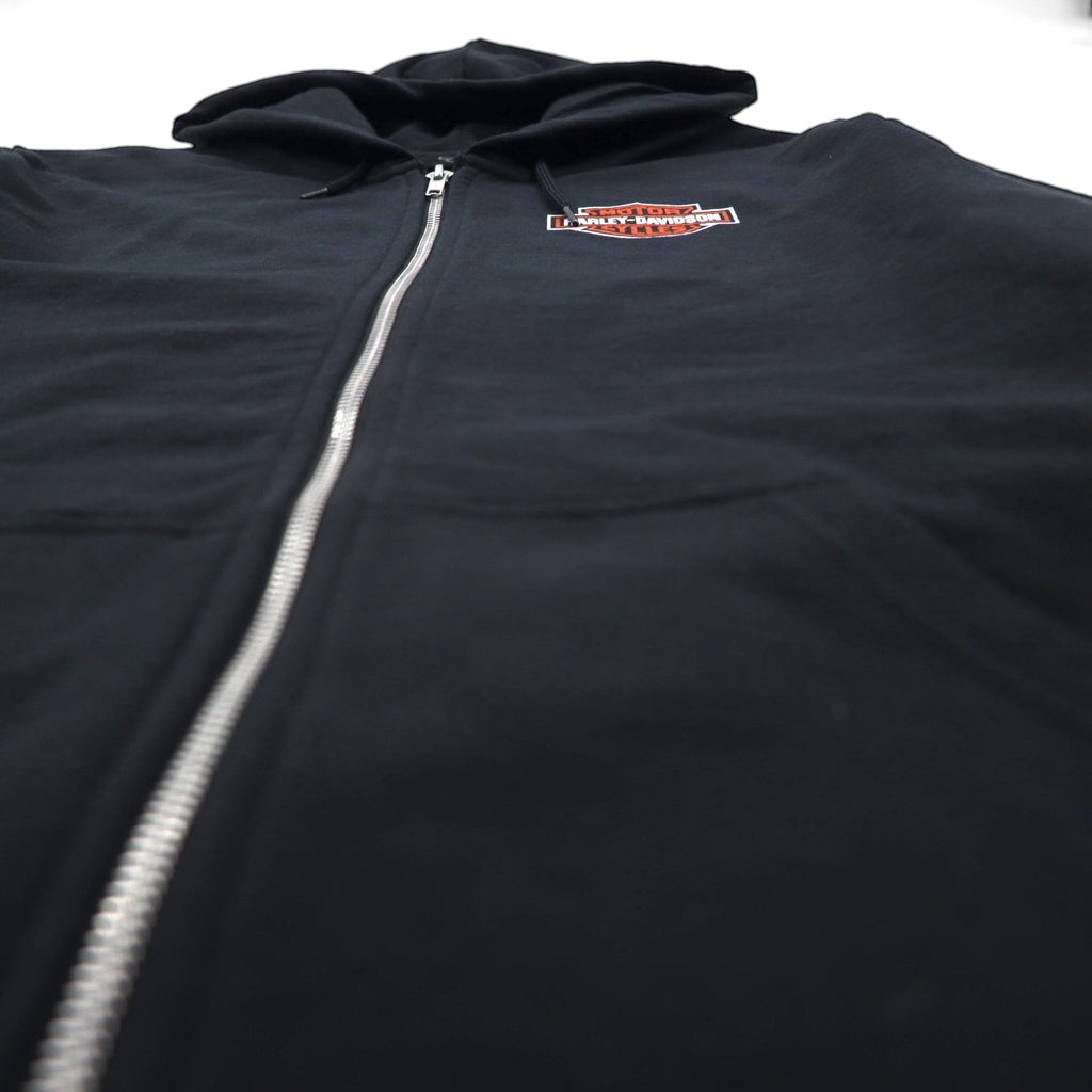 HARLEY DAVIDSON Zip Hoodie, XL, Black, Cotton, Double-Sided Print