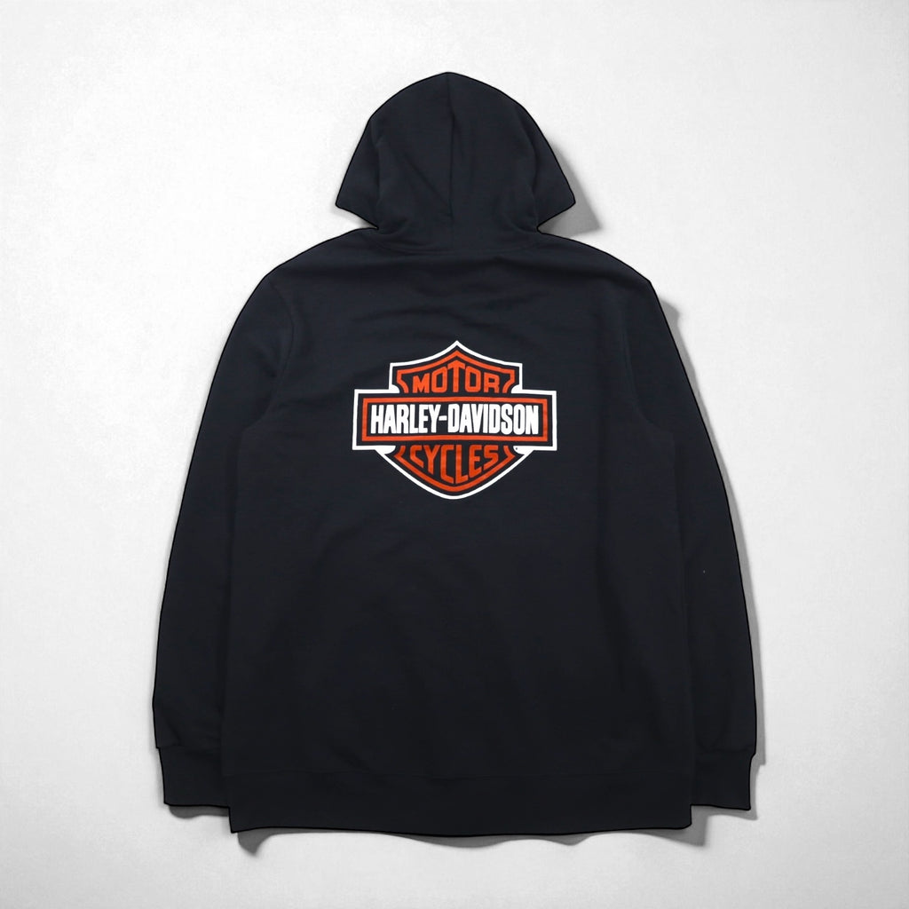 HARLEY DAVIDSON Zip Hoodie, XL, Black, Cotton, Double-Sided Print