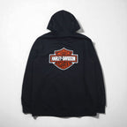 HARLEY DAVIDSON Zip Hoodie, XL, Black, Cotton, Double-Sided Print