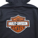 HARLEY DAVIDSON Zip Hoodie, XL, Black, Cotton, Double-Sided Print