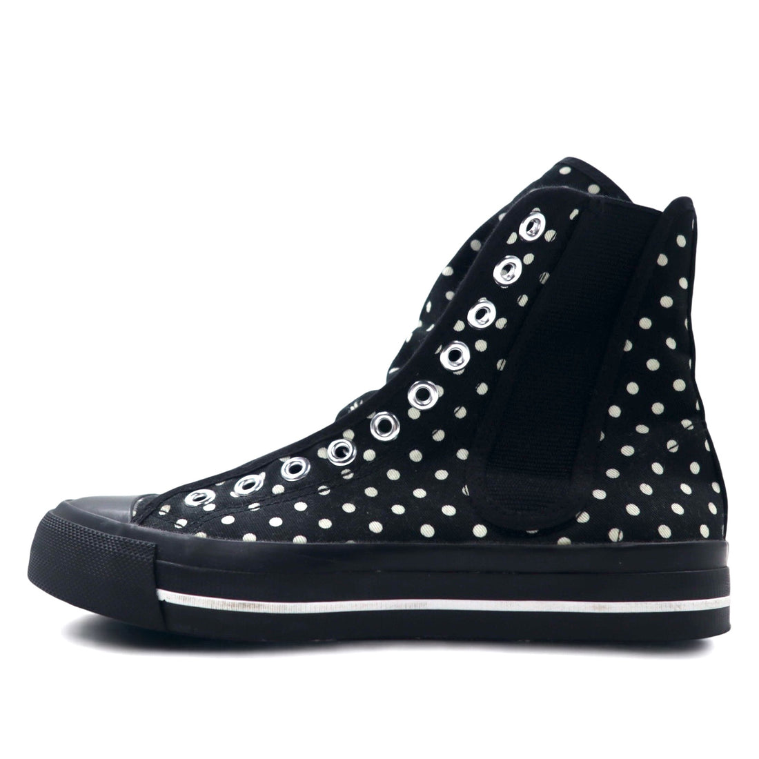 LIMI feu (YOHJI YAMAMOTO) Side gore sneakers 23cm Black canvas dot polka dot