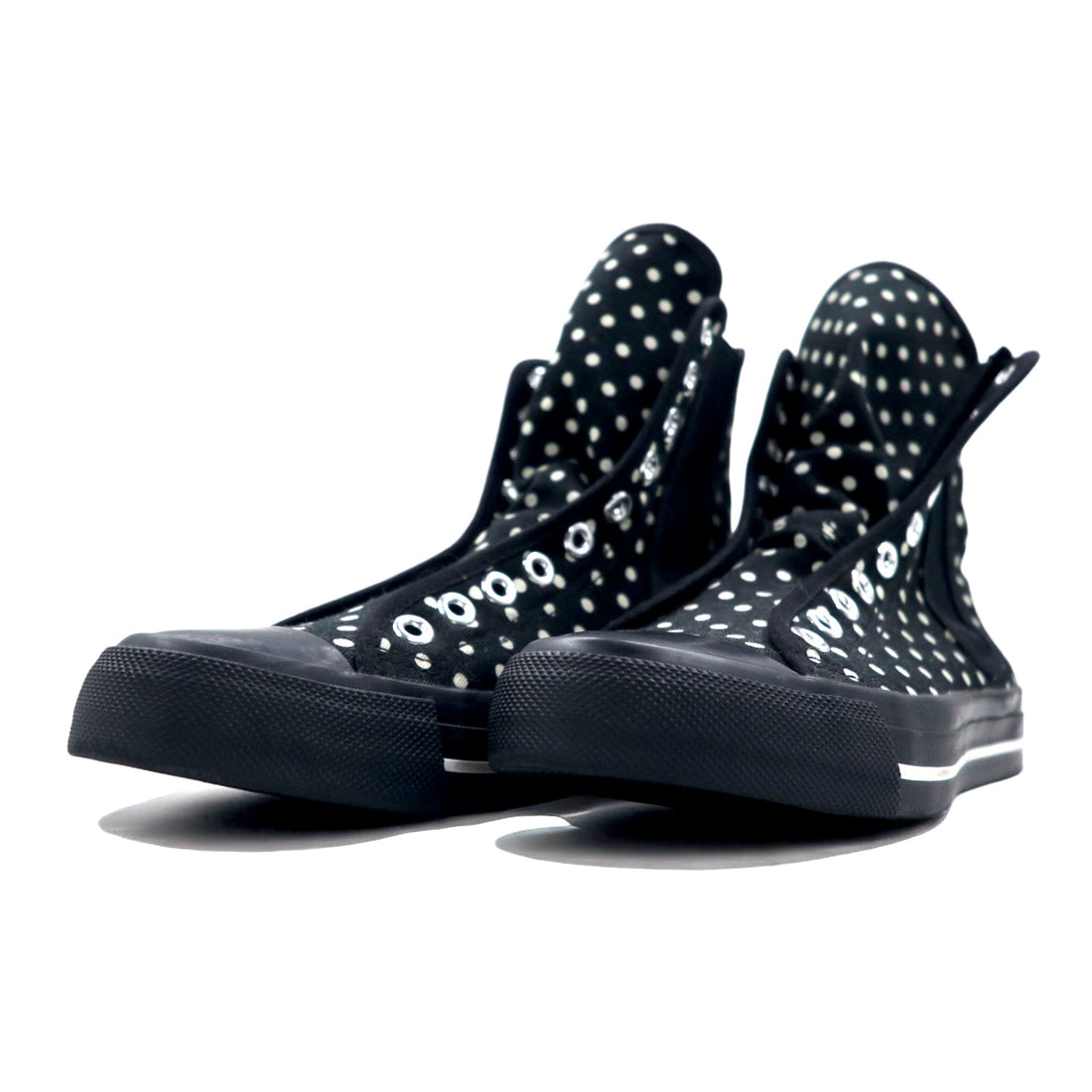 LIMI feu (YOHJI YAMAMOTO) Side gore sneakers 23cm Black canvas dot polka dot