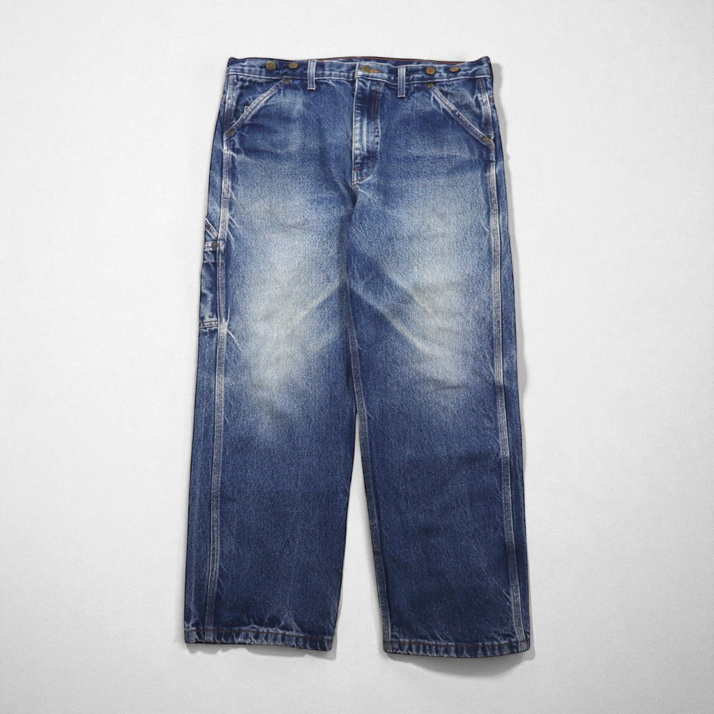 80s Vintage Carpenter Pants, Denim Jeans, Painter Pants, Size XL, Indigo, Big Bill, Suspender Buttons, Made in Canada