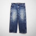 80s Vintage Carpenter Pants, Denim Jeans, Painter Pants, Size XL, Indigo, Big Bill, Suspender Buttons, Made in Canada