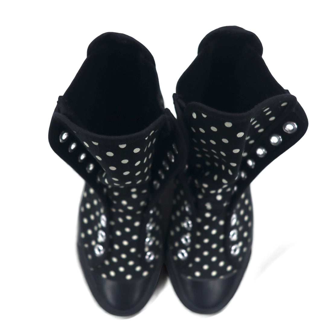 LIMI feu (YOHJI YAMAMOTO) Side gore sneakers 23cm Black canvas dot polka dot