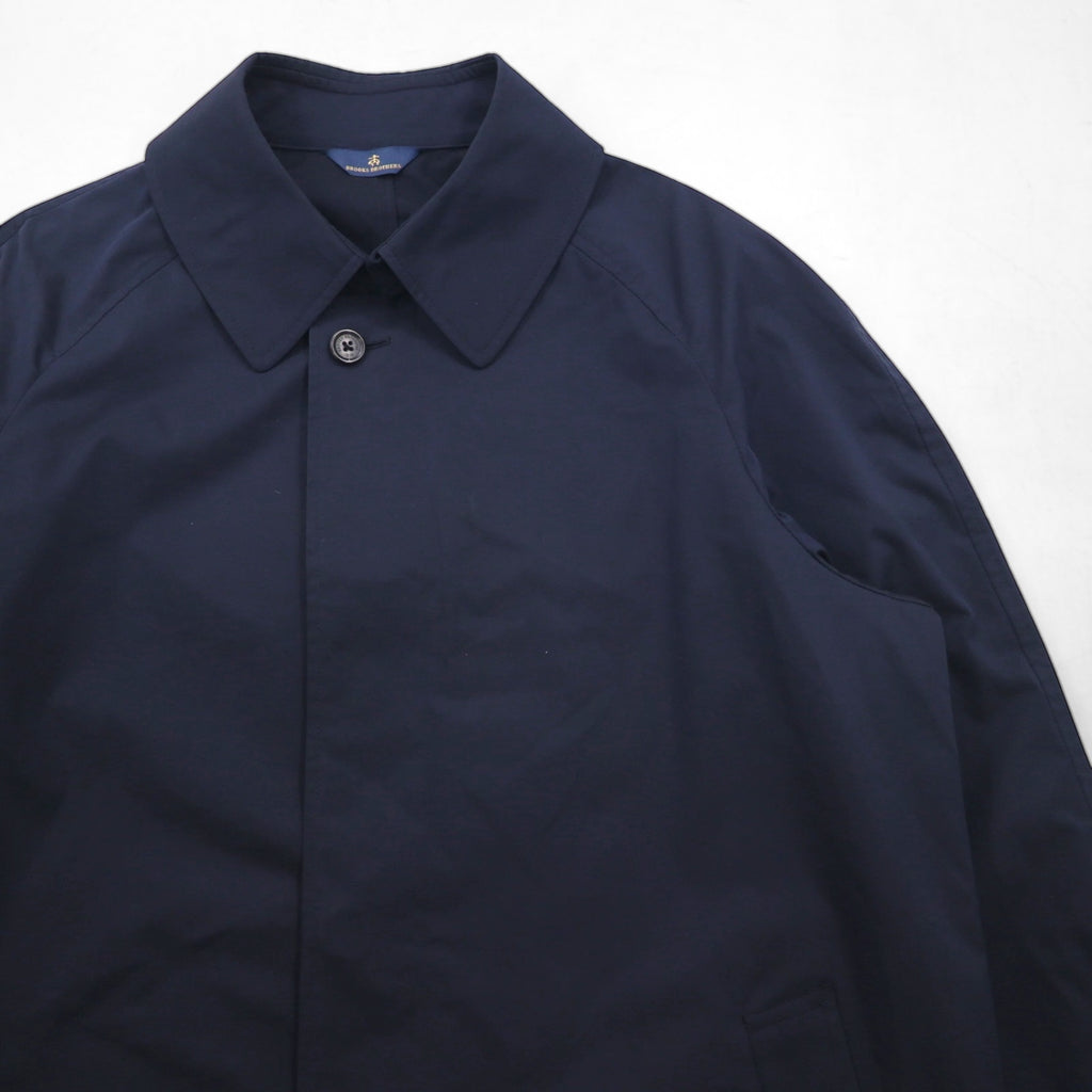 Brooks Brothers Balmacaan Trench Coat, Large, Navy, with Hidden Button and Chin Strap