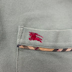 BURBERRY Polo Shirt, Size L, Khaki Cotton, Pique, Chest Pocket, One-Point Logo Embroidery