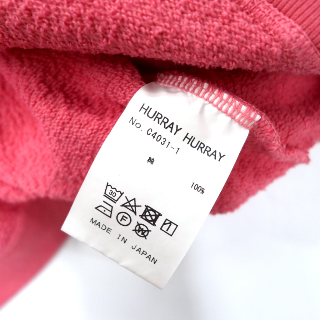 HURRAY HURRAY Short Sleeve Half Zip Sweat T-Shirt FREE Pink Cotton Ekiden Half Zip Sweat C4031-1 Made in Japan