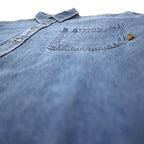 Timberland 90s WEATHER GEAR Denim Shirt XL Blue Cotton One Point Logo Embroidery