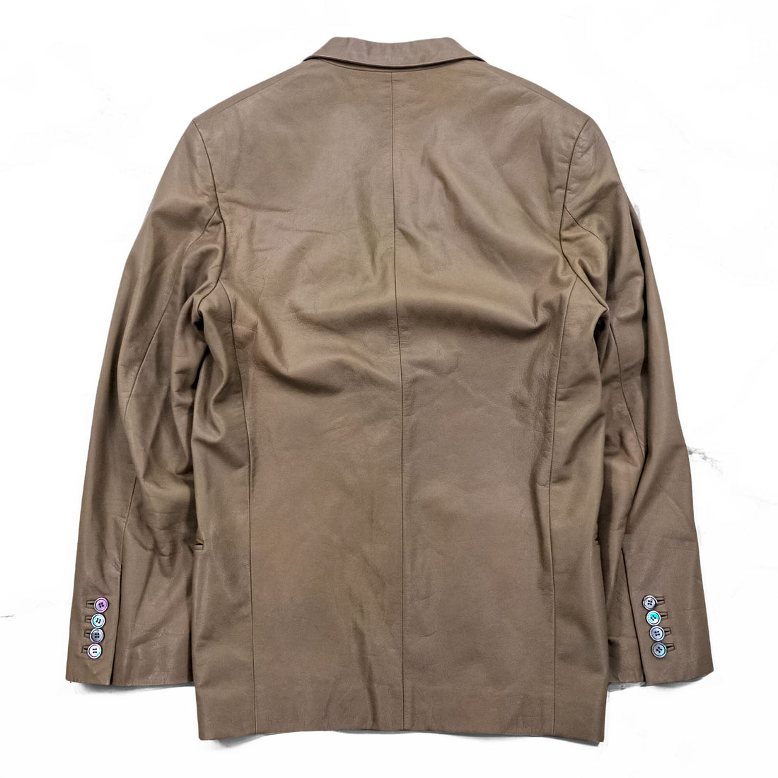 LOUIS VUITTON French calfskin 2B tailored jacket L beige cowhide leather LVJ authorized dealer