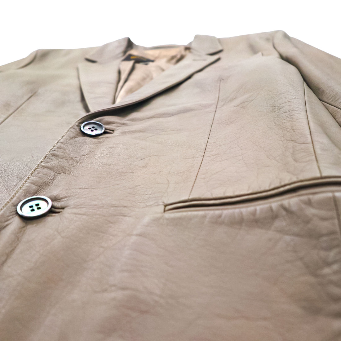 LOUIS VUITTON French calfskin 2B tailored jacket L beige cowhide leather LVJ authorized dealer