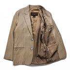LOUIS VUITTON French calfskin 2B tailored jacket L beige cowhide leather LVJ authorized dealer