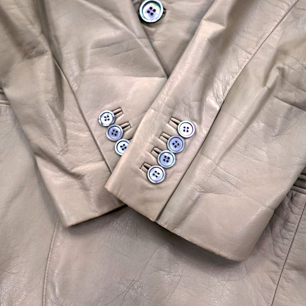 LOUIS VUITTON French calfskin 2B tailored jacket L beige cowhide leather LVJ authorized dealer