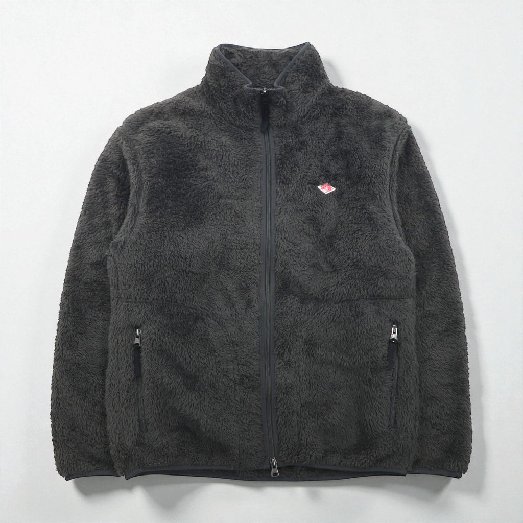 DANTON High Pile Stand Collar Fleece Jacket, Size M, Gray, Double Zip, DT-A0038
