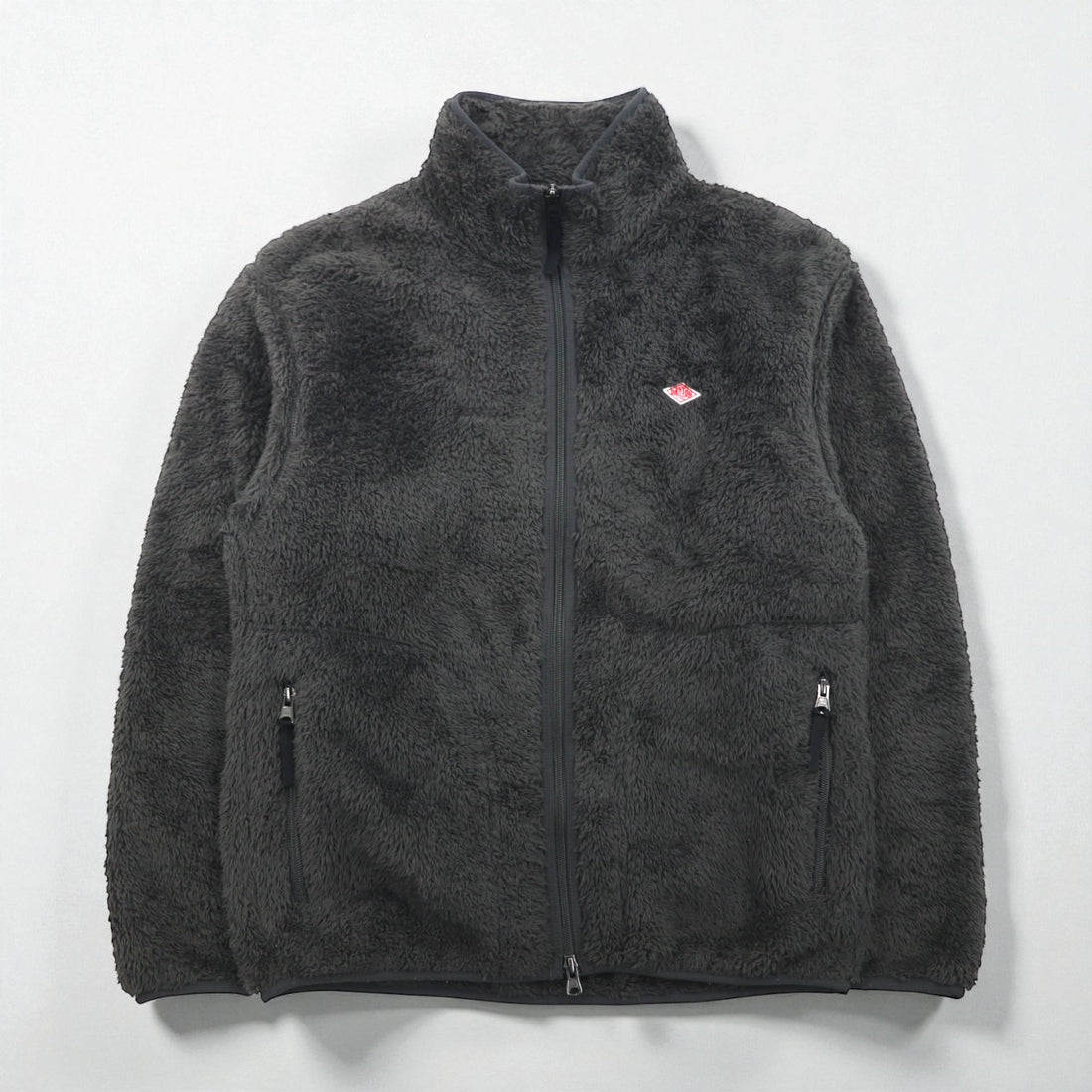 DANTON High Pile Stand Collar Fleece Jacket, Size M, Gray, Double Zip, DT-A0038