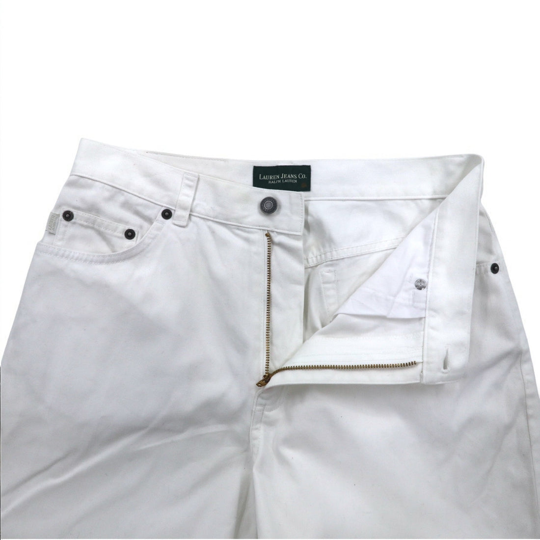LAUREN JEANS Co. RALPH LAUREN 90s Wide Tapered Denim Pants, Size M, White, Cotton
