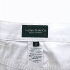 LAUREN JEANS Co. RALPH LAUREN 90s Wide Tapered Denim Pants, Size M, White, Cotton