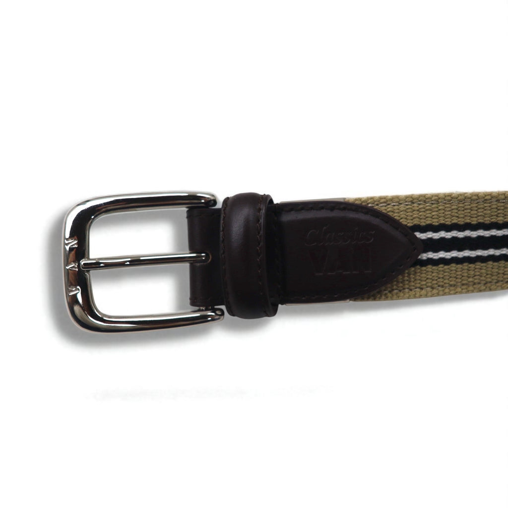 VAN -JAC- IVY Ivy Tape Belt, Beige, Stretch Mesh, PU Leather