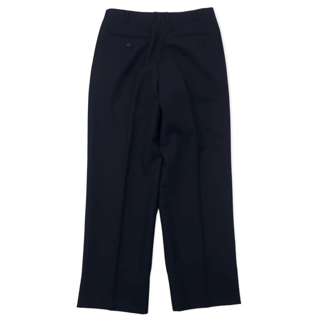 Burberrys Old Gabardine Tuck Wide Slack Pants 88 Navy Wool Made in Japan