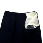Burberrys Old Gabardine Tuck Wide Slack Pants 88 Navy Wool Made in Japan