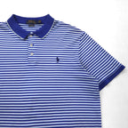 POLO RALPH LAUREN クラシックフィット ボーダー ポロシャツ L ブルー  コットン スモールポニー刺繍