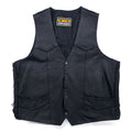 90s UNIK Leather Apparel Leather Vest Biker Vest XL Black Snap Button Lace-up